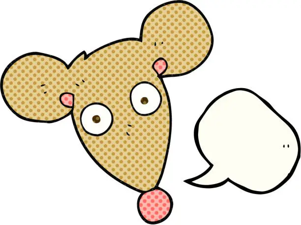 Vector illustration of freehand drawn comic book speech bubble cartoon mouse