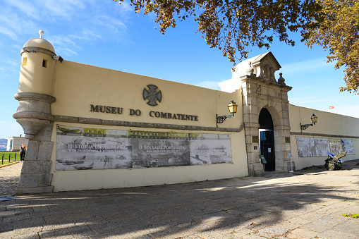 Lisbon, Portugal- October 21, 2022: Entrance of Combatants Museum in Bom Sucesso Fortress