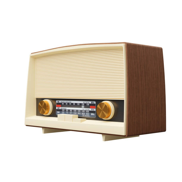 istock Vintage style radio with wooden case on white background with clipping path 3d render illustration 1471023295