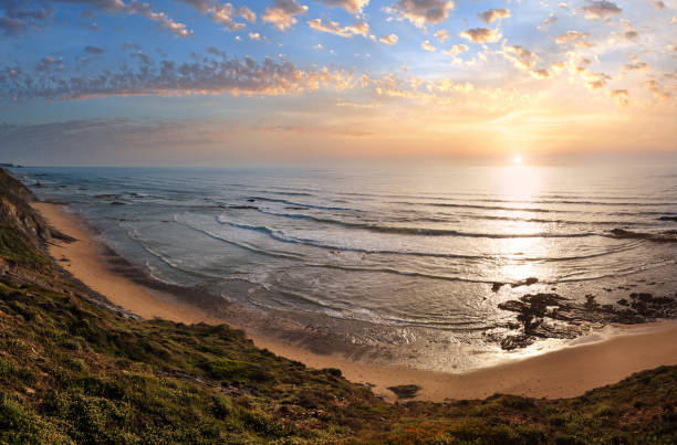 istock Evening summer ocean view over Carriagem beach at low tide (Aljezur, Algarve, Portugal). 1471023303