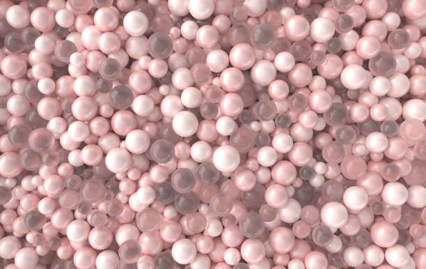 istock Abstract 3d rendering geometric background with pink pearl and glass spheres, beads 1471028078