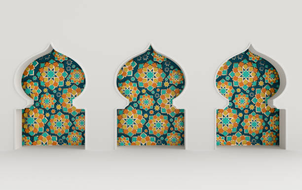 istock 3d render mosque element in ornate arabic, Islamic architecture style interior. Colorful stars Ramadan Kareem. Muslim community festival. 1471028164