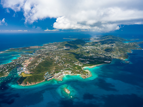 Aerial view of North shore St. Thomas, United States Virgin Islands