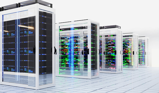 Server Room Bitmap Big Modern Server Room Data Centre Or Mining Farm Interior With ...