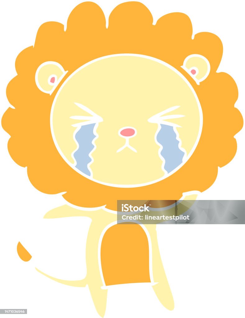 Animal Crying Color Flat Color Style Cartoon Crying Lion Stock Illustration - Download ...