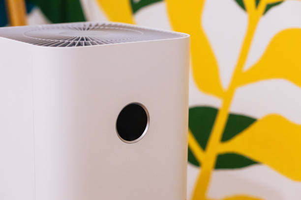 istock Air purifier in a living room fresh air 1471038155