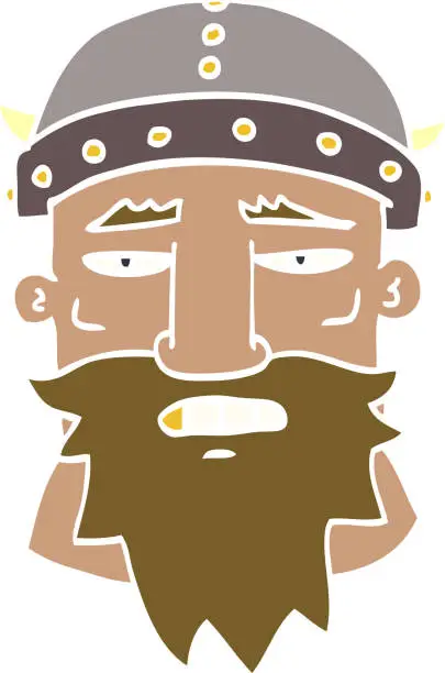 Vector illustration of cartoon doodle angry warrior
