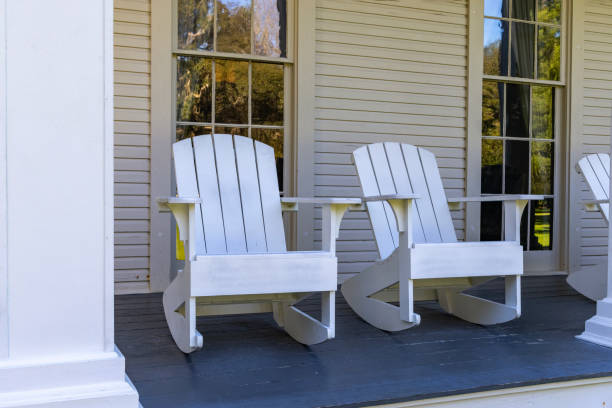 istock White, Wooden Rocking Chairs 1471040997