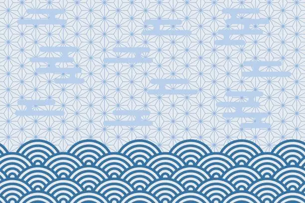Vector illustration of Japanese pattern SEIGAIHA background material vector illustration material