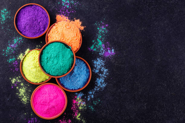 Gulal colors for Indian Holi festival stock photo