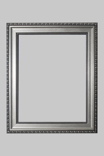 Wooden white frame on a blue background, minimalism Mock up