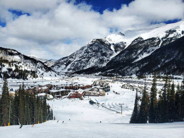 Distant view from above. Super Bee base area. Copper Mountain ski resort, Colorado.