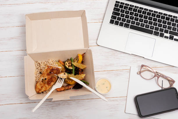istock Mandarin chicken at home office with laptop computer 1471056402