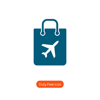 Duty free bag vector icon shop. Line airpotr duty free icon sign. Tax free symbol.