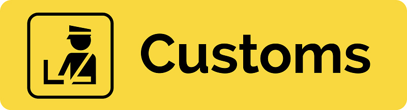 Customs gate vector sign icon. Airplane information customs international symbols.