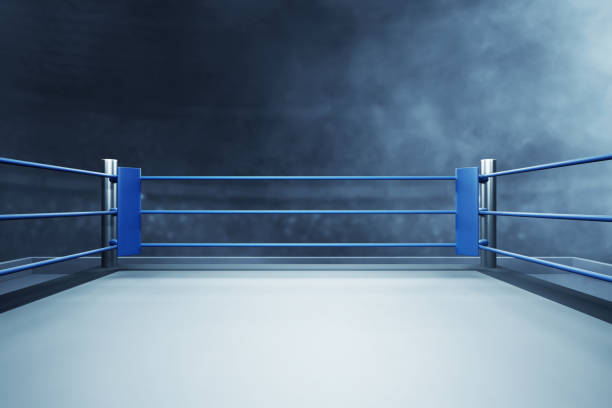 ilustración 3d del ring de boxeo profesional - boxing ring combative sport fighting conflict fotografías e imágenes de stock