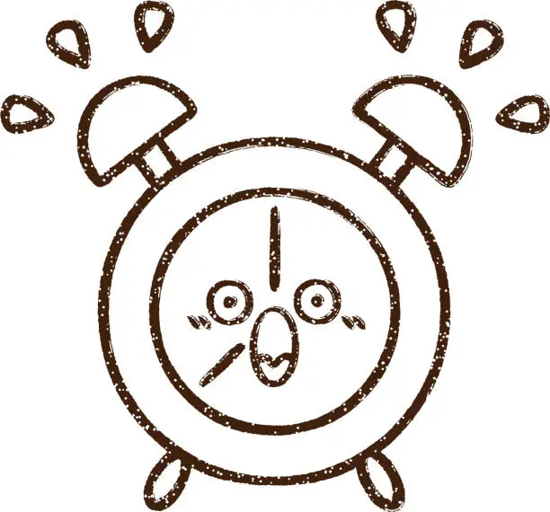 Vector illustration of Ringing Alarmclock Charcoal Drawing