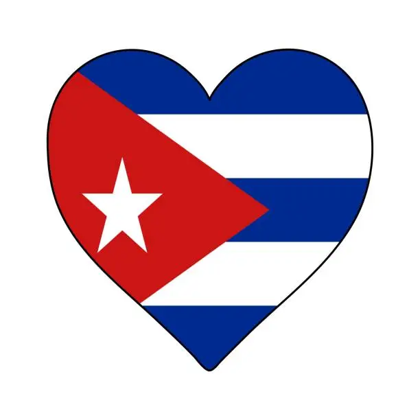 Vector illustration of Cuba Heart Shape Flag. Love Cuba. Visit Cuba. Caribbean. Latin America. Vector Illustration Graphic Design.