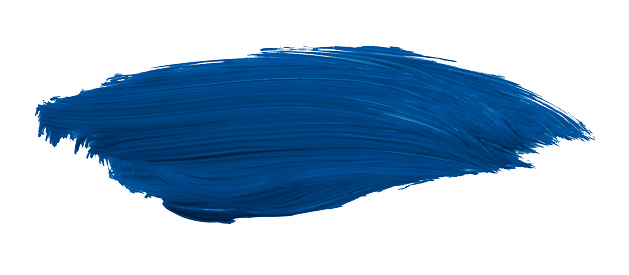 Shiny blue brush isolated on white background. Blue watercolor.