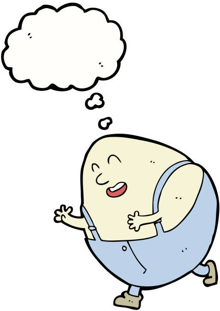 illustrations, cliparts, dessins animés et icônes de humpty dumpty egg caractères en dessin animé avec bulle de pensée - humpty dumpty nursery rhyme cartoon drawing