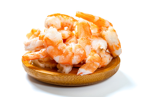 Small bowl shrimp white background