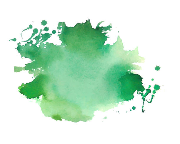 illustrazioni stock, clip art, cartoni animati e icone di tendenza di acquerello acquerello astratto pennello sfondo texture verde - watercolor painting paint splattered splashing