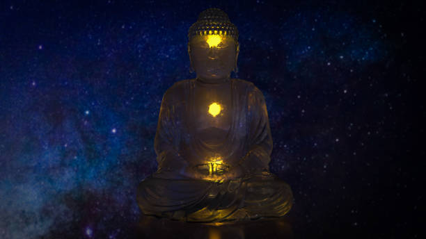 istock The meditate sitting on space for background  3d rendering 1471096585