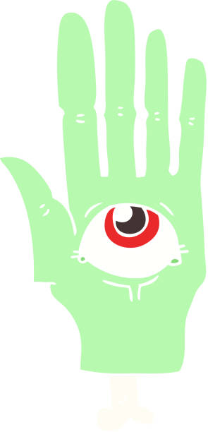 istock flat color illustration of spooky eye hand 1471100337