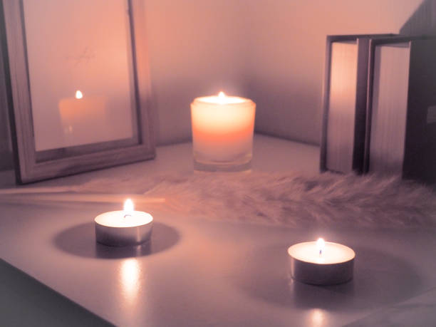 istock Image of a soft healing space with candles 1471100872