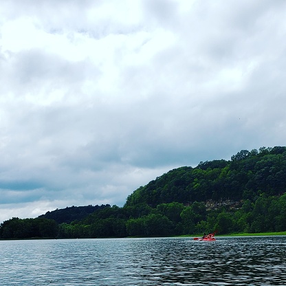 Kayaking at taylors falls minnesota on a cloudy day