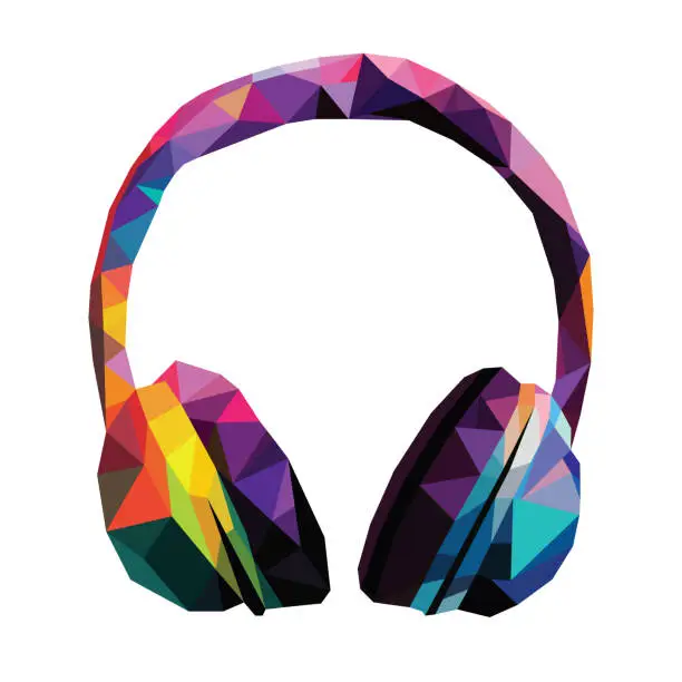 Vector illustration of Headphones Low Poly 1