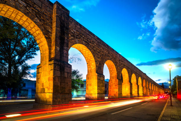 Aqueduct in Morelia, Michoacan, Mexico stock photo