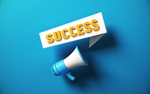istock Success Coming Out From Blue Megaphone On Blue Background 1471105311