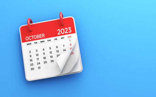 istock 3d rendering 2023 October Calendar on Blue Background stock photo 1471109949