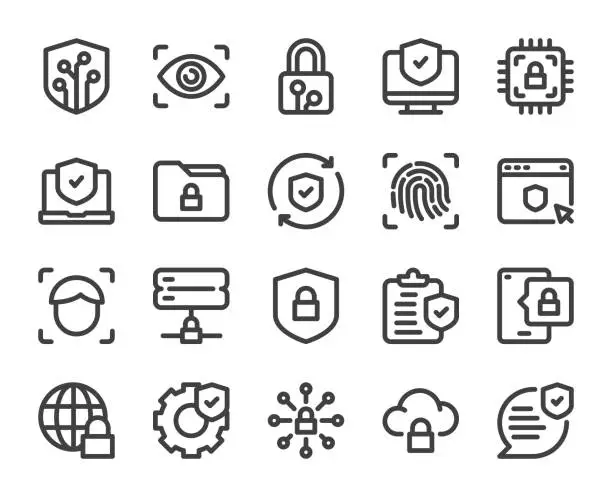 Vector illustration of Digital Security - Bold Line Icons