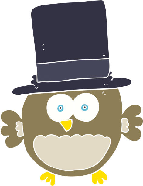 istock flat color illustration of owl in top hat 1471118324