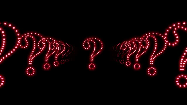 Colorful neon question marks tunnel seamless animation background