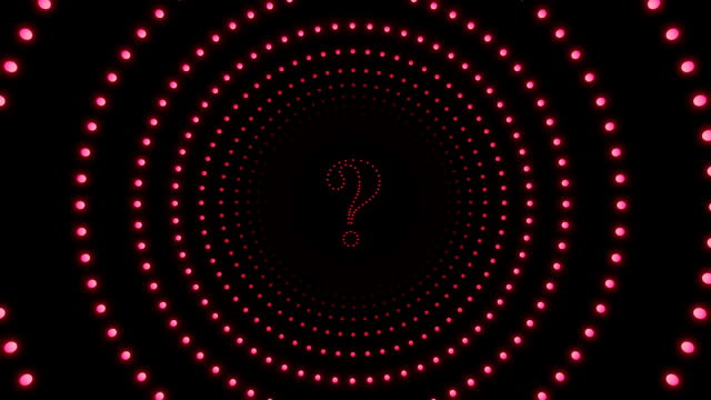 Colorful neon question mark in circle tunnel loop animation background