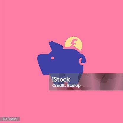 istock piggy bank, icon with currency symbol in flat syle 1471136401