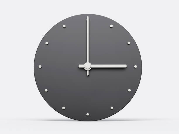 istock 3d Simple Gray Round Wall Clock, 3 O'Clock Three O'Clock On White Background, 3d illustration 1471136646