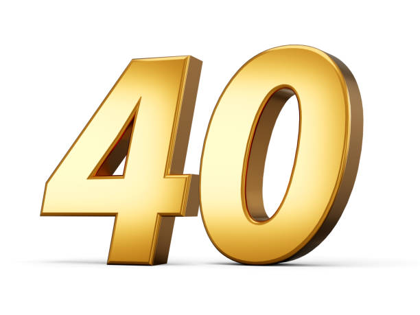 istock Golden metallic Number 40 forty, White background 3d illustration 1471136657