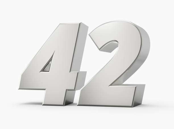 istock Silver 3d numbers 42 Forty two. Isolated white background 3d illustration 1471136719