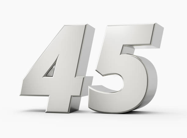istock Silver 3d numbers 45 Forty Five. Isolated white background 3d illustration 1471136720