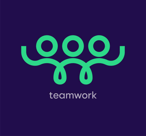 Teamwork logo people hands holding. Connection solid single color. Joint idea logo template. vector. sports team icon stock illustrations