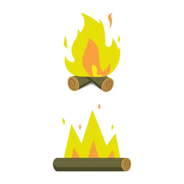 Vector illustration of Campfire or Bonfire Icon Set Vector Design on White Background.