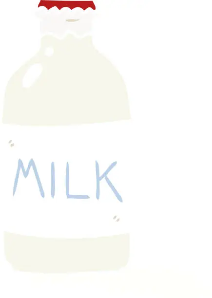 Vector illustration of flat color style cartoon milk bottle