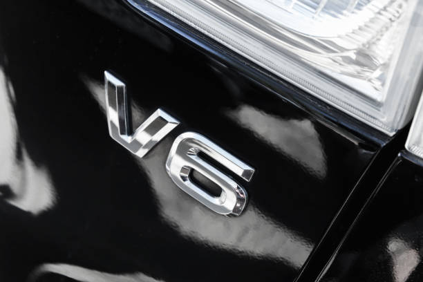 Detail of a front light of a car in a car plant
