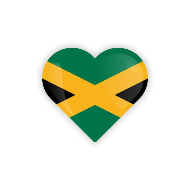 Vector illustration of Heart Shaped Jamaica Flag Icon Vector Design.