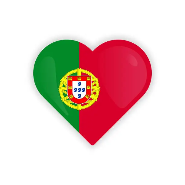 Vector illustration of Heart Shaped Portugal Flag Icon Vector Design.