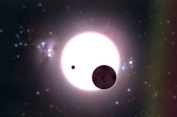 Milky Way stars, planets orbiting around alien star. 3D illustration.